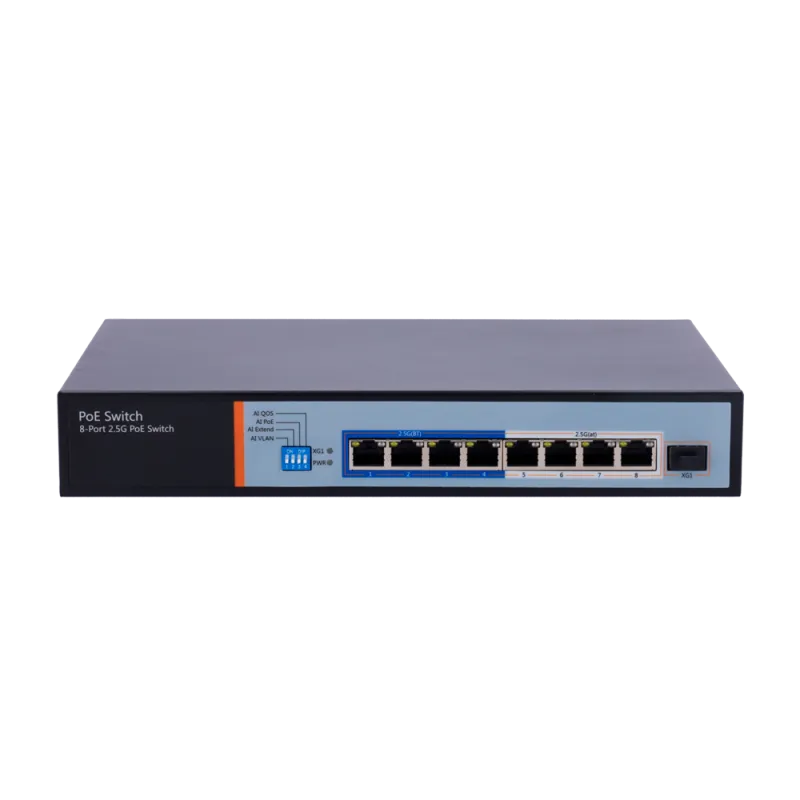 Switch Hi-PoE Multigagibit 2,5Gbps - 8 puertos PoE + 1 Uplink SFP 10G - Velocidad de puertos 2,5/1Gbps - 8 Puertos ... - Alarm