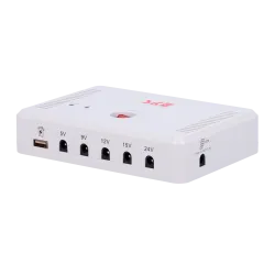 Batería recargable - Entrada 12.7 VDC - Salidas 5/9/12/19/24 V - Composición de la batería Li-Ion - Conector cámara - AlarmSyste