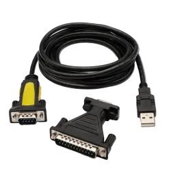 Conversor USB - RS232 - Conexión serial - Longitud 1.8 m - Color negro - Compatibilidad Windows, Linux y MacOS - Incl... - Alarm