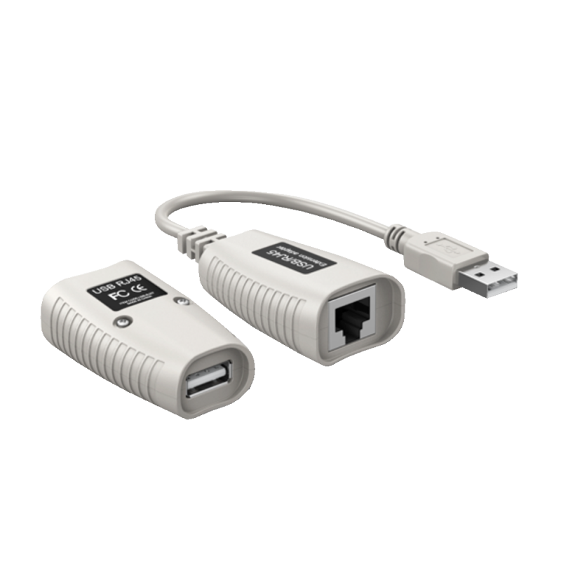 Extensor USB - 1 emisor USB a RJ45 - 1 receptor RJ45 a USB - Longitud máxima 50 m - Plug and Play