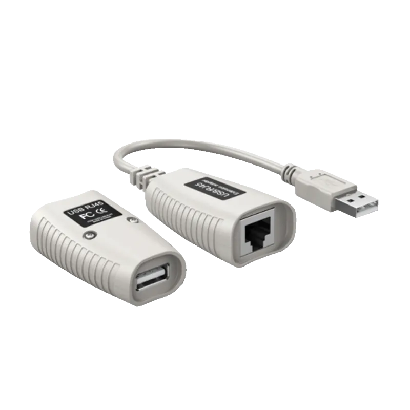 Extensor USB - 1 emisor USB a RJ45 - 1 receptor RJ45 a USB - Longitud máxima 50 m - Plug and Play - AlarmSystems.Shop