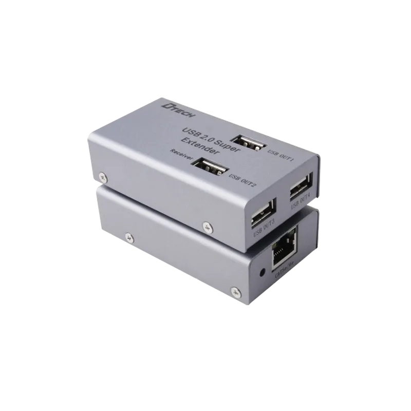 Extensor USB LAN - 1 entrada USB - 4 salidas USB - Longitud máxima de conexión 50m - Plug and Play - AlarmSystems.Shop