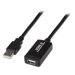 Extensor USB 2.0 - Longitud 10 m - Conectores USB A M/H - Activo - Color negro - Trasferencia hasta 480 Mbps