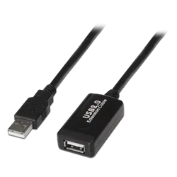 Extensor USB 2.0 - Longitud 10 m - Conectores USB A M/H - Activo - Color negro - Trasferencia hasta 480 Mbps - AlarmSystems.Shop