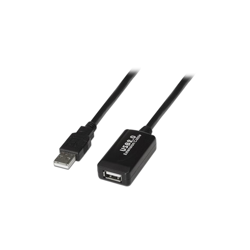 Extensor USB 2.0 - Longitud 10 m - Conectores USB A M/H - Activo - Color negro - Trasferencia hasta 480 Mbps