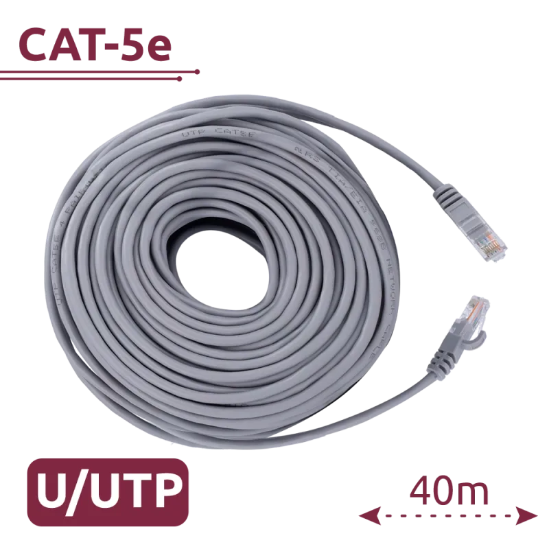 Cable UTP Safire - Categoría 5e - Conductor CCA - Ethernet - Conectores RJ45 - 40 m - AlarmSystems.Shop