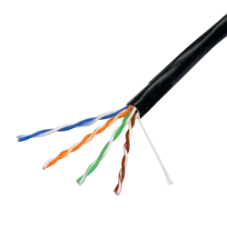 Cable UTP - Categoría 5E - Rollo de 305 metros - Cubierta color negro - Diámetro 5.5 mm - Cubierta especial para exte... - Alarm