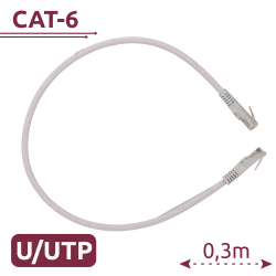 Cable UTP - Ethernet - Conectores RJ45 - Categoría 6 - 0,3 m - Color blanco - AlarmSystems.Shop