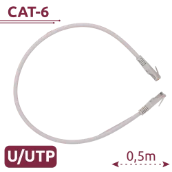 Cable UTP - Ethernet - Conectores RJ45 - Categoría 6 - 0,5 m - Color blanco - AlarmSystems.Shop
