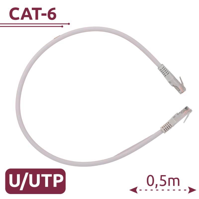 Cable UTP - Ethernet - Conectores RJ45 - Categoría 6 - 0,5 m - Color blanco