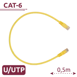 Cable UTP - Ethernet - Conectores RJ45 - Categoría 6 - 0,5 m - Color amarillo - AlarmSystems.Shop