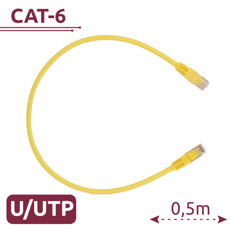 Cable UTP - Ethernet - Conectores RJ45 - Categoría 6 - 0,5 m - Color amarillo