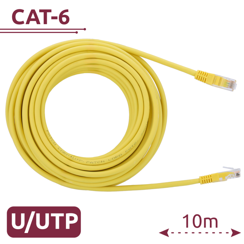 Cable UTP - Ethernet - Conectores RJ45 - Categoría 6 - 10 m - Color amarillo