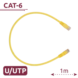 Cable UTP - Ethernet - Conectores RJ45 - Categoría 6 - 1 m - Color amarillo - AlarmSystems.Shop
