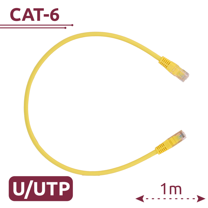 Cable UTP - Ethernet - Conectores RJ45 - Categoría 6 - 1 m - Color amarillo