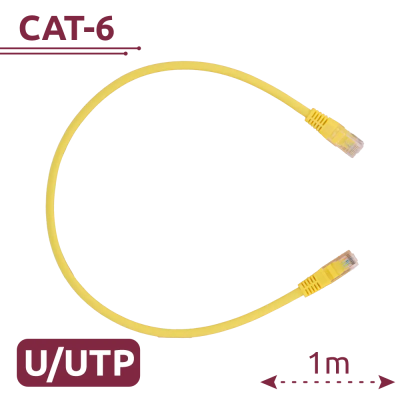 Cable UTP - Ethernet - Conectores RJ45 - Categoría 6 - 1 m - Color amarillo - AlarmSystems.Shop