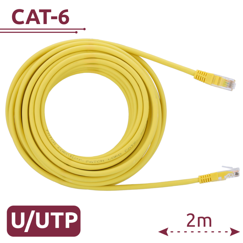 Cable UTP - Ethernet - Conectores RJ45 - Categoría 6 - 2 m - Color amarillo