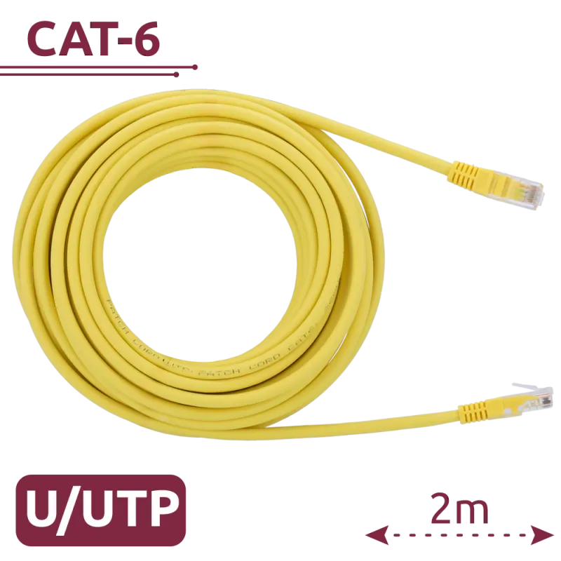 Cable UTP - Ethernet - Conectores RJ45 - Categoría 6 - 2 m - Color amarillo - AlarmSystems.Shop