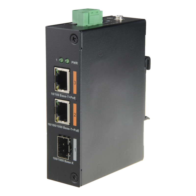 Switch HiPoE X-Security - 2 puertos PoE + 1 puerto Uplink (SFP) - Velocidad 10/100/1000 Mbps - Consumo máximo 60W - 2...