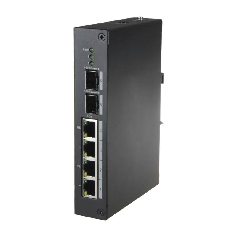 Switch PoE X-Security - 4 puertos PoE + 2 puertos SFP de fibra - Velocidad 10/100 Mbps - 60W puerto 4 / 30W puerto 1-... - Alarm