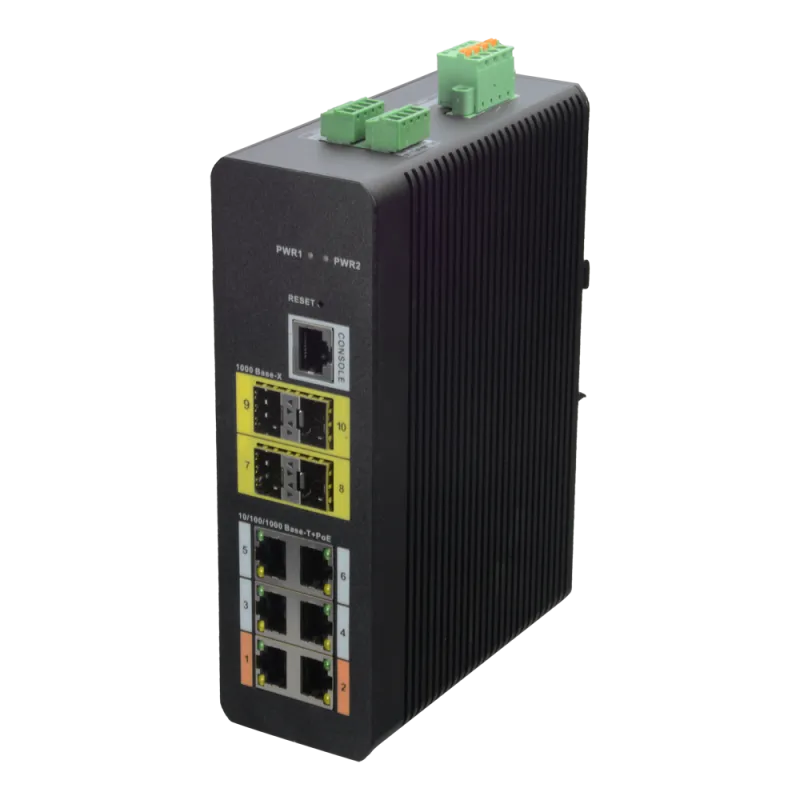 Switch HiPoE X-Security - 6 puertos PoE (RJ45) + 4 puerto Uplink (SFP) - Velocidad 10/100/1000 Mbps - 2 Puertos Hi-Po... - Alarm