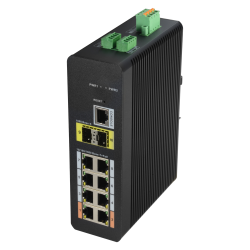 Switch PoE X-Security Carril DIN - 8 puertos PoE RJ45 + 2 puertos SFP de fibra - Velocidad 10/100/1000 Mbps - 90W pue...