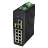 Switch PoE X-Security Carril DIN - 8 puertos PoE RJ45 + 2 puertos SFP de fibra - Velocidad 10/100/1000 Mbps - 90W pue...