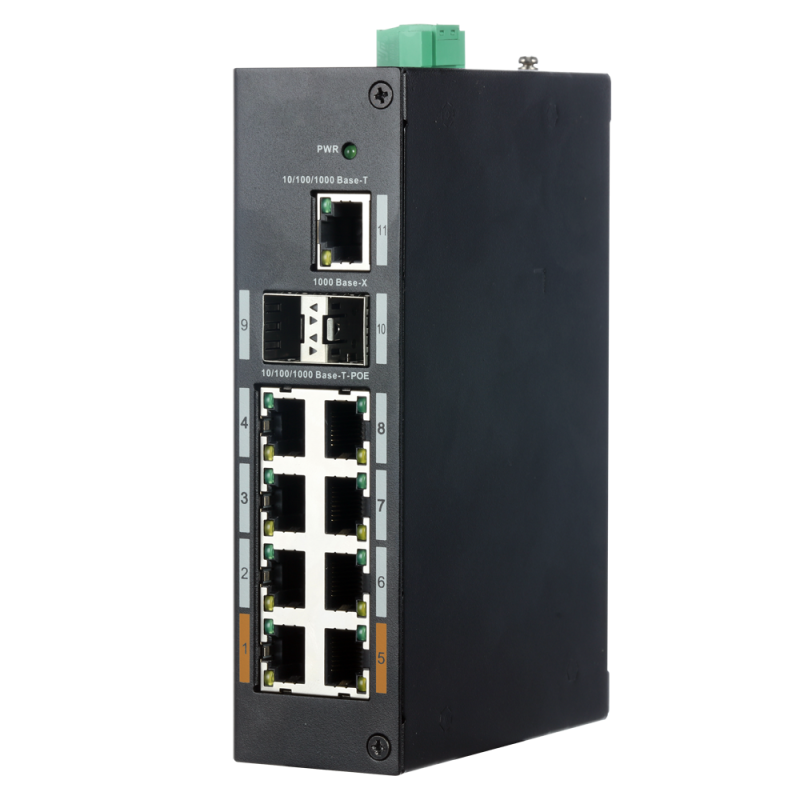 Switch Industrial X-Security - 8 puertos RJ45 + 2 puertos SFP + 1 puerto RJ45 - Velocidad 10/100/1000 Mbps - 2x Puert...