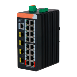 Switch PoE X-Security Carril DIN - 16 puertos PoE RJ45 + 4 puertos SFP - Velocidad 10/100/1000 Mbps - 90W puertos 1-2...