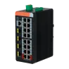 Switch PoE X-Security Carril DIN - 16 puertos PoE RJ45 + 4 puertos SFP - Velocidad 10/100/1000 Mbps - 90W puertos 1-2... - Alarm