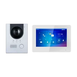 Kit de Videoportero - Tecnología 2 hilos y PoE - Incluye Placa, Monitor, Hub 2 hilos y soporte - App Móvil con P2P - ... - Alarm