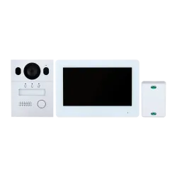 Kit de videoportero - Tecnología 2 hilos analógico con WiFi - Incluye placa, monitor, hub 2 hilos y soporte - App móv... - Alarm