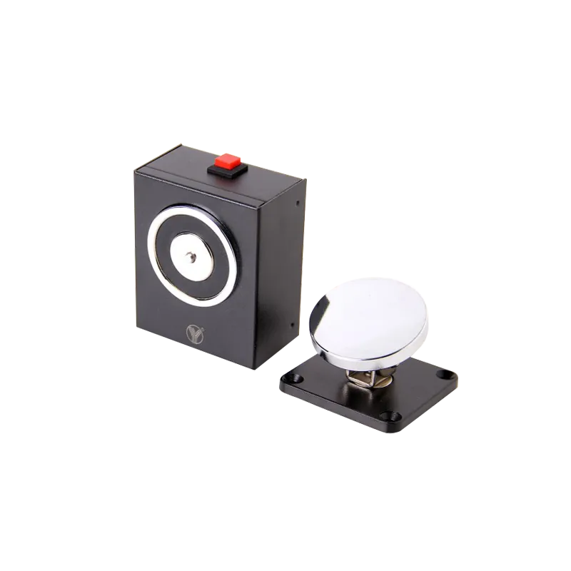 Retenedor electromágnetico - Para puerta sencilla - Fuerza de retención 50 Kg - Botón de accionado manual - Alimentac... - Alarm
