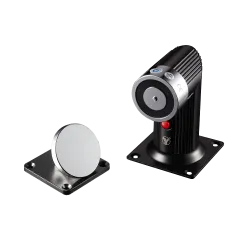 Retenedor electromágnetico - Para puerta sencilla - Fuerza de retención 50 Kg - Botón de accionado manual - Alimentac... - Alarm