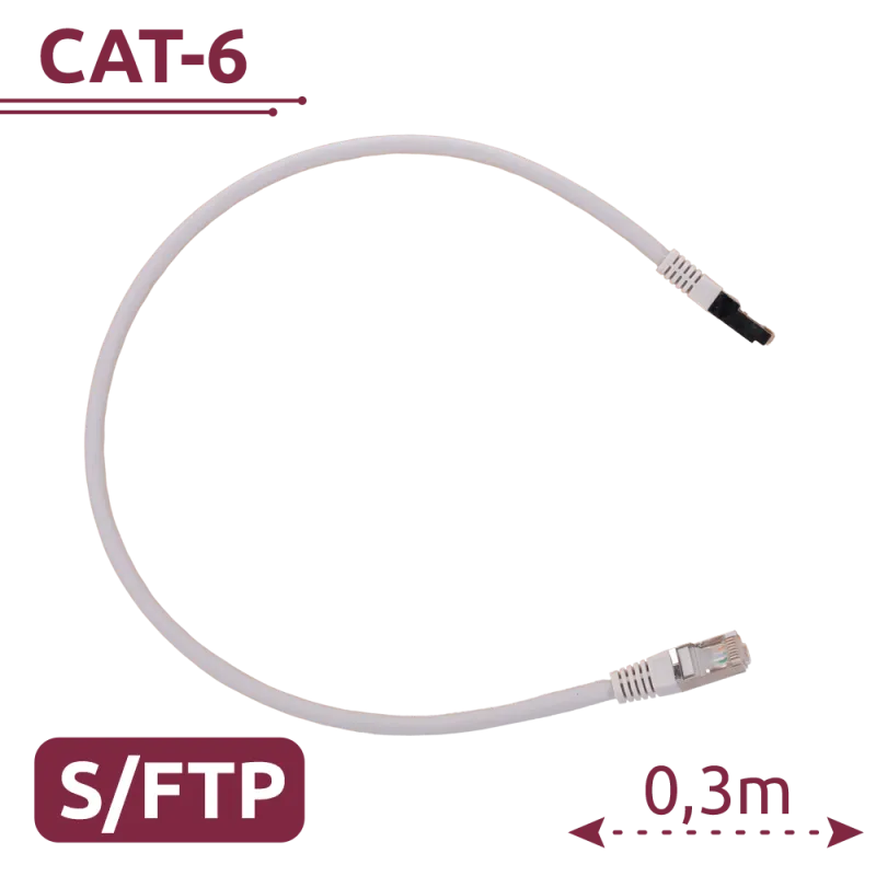Cable SFTP - Ethernet - Conectores RJ45 - Categoría 6A - 0,3 m - Color blanco - AlarmSystems.Shop