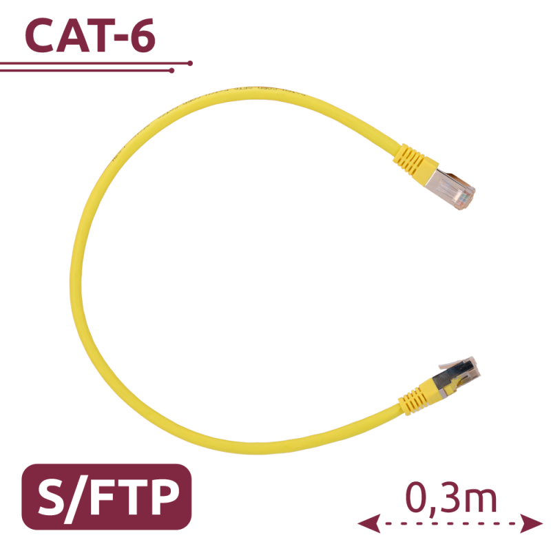 Cable SFTP - Ethernet - Conectores RJ45 - Categoría 6A - 0,3 m - Color amarillo