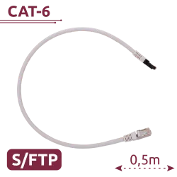 Cable SFTP - Ethernet - Conectores RJ45 - Categoría 6A - 0,5 m - Color blanco - AlarmSystems.Shop