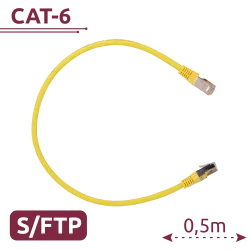Cable SFTP - Ethernet - Conectores RJ45 - Categoría 6A - 0,5 m - Color amarillo - AlarmSystems.Shop