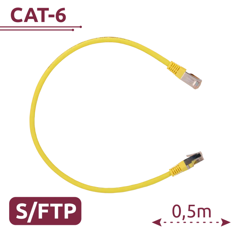 Cable SFTP - Ethernet - Conectores RJ45 - Categoría 6A - 0,5 m - Color amarillo - AlarmSystems.Shop