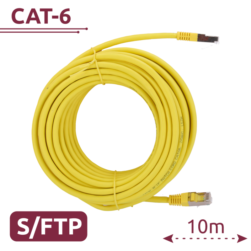 Cable SFTP - Ethernet - Conectores RJ45 - Categoría 6A - 10 m - Color amarillo