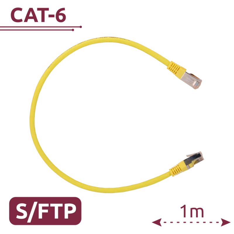 Cable SFTP - Ethernet - Conectores RJ45 - Categoría 6A - 1 m - Color amarillo - AlarmSystems.Shop