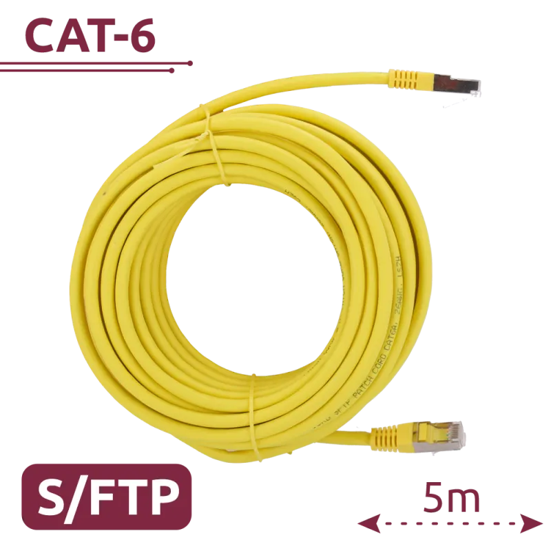 Cable SFTP - Ethernet - Conectores RJ45 - Categoría 6A - 5 m - Color amarillo - AlarmSystems.Shop