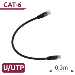 Cable UTP - Ethernet - Conectores RJ45 - Categoría 6 - 0,3 m - Color negro - AlarmSystems.Shop
