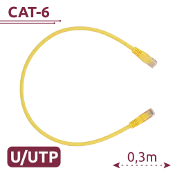 Cable UTP - Ethernet - Conectores RJ45 - Categoría 6 - 0,3 m - Color amarillo - AlarmSystems.Shop