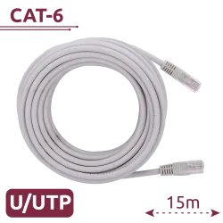 Cable UTP - Ethernet - Conectores RJ45 - Categoría 6 - 15 m - Color blanco - AlarmSystems.Shop