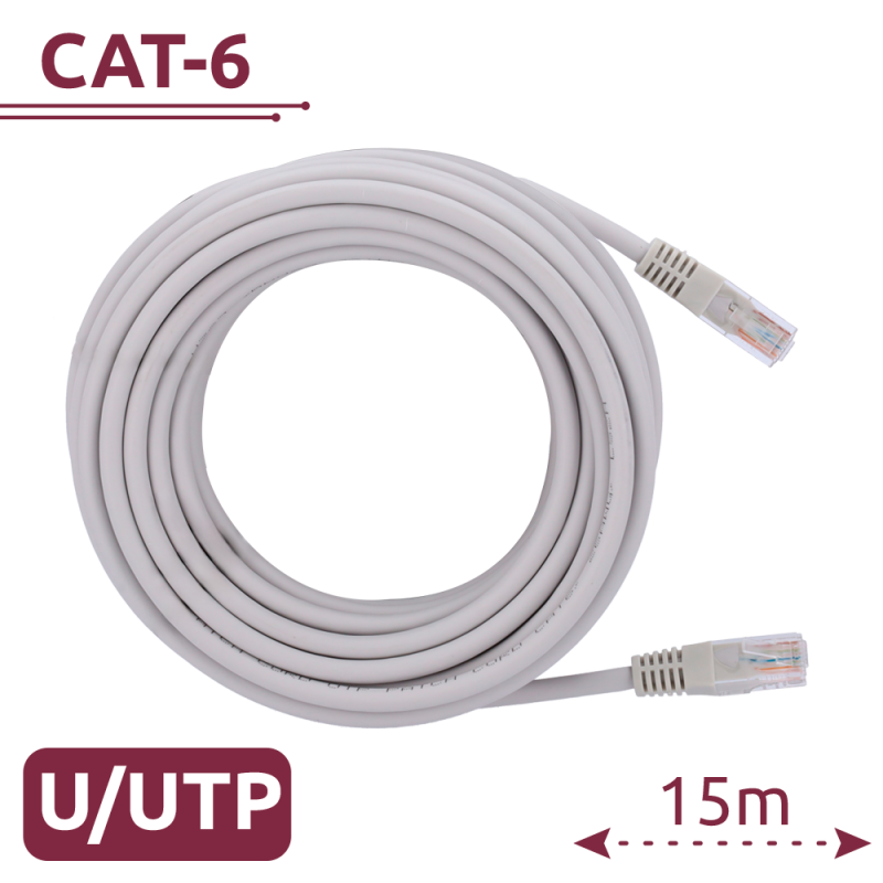 Cable UTP - Ethernet - Conectores RJ45 - Categoría 6 - 15 m - Color blanco