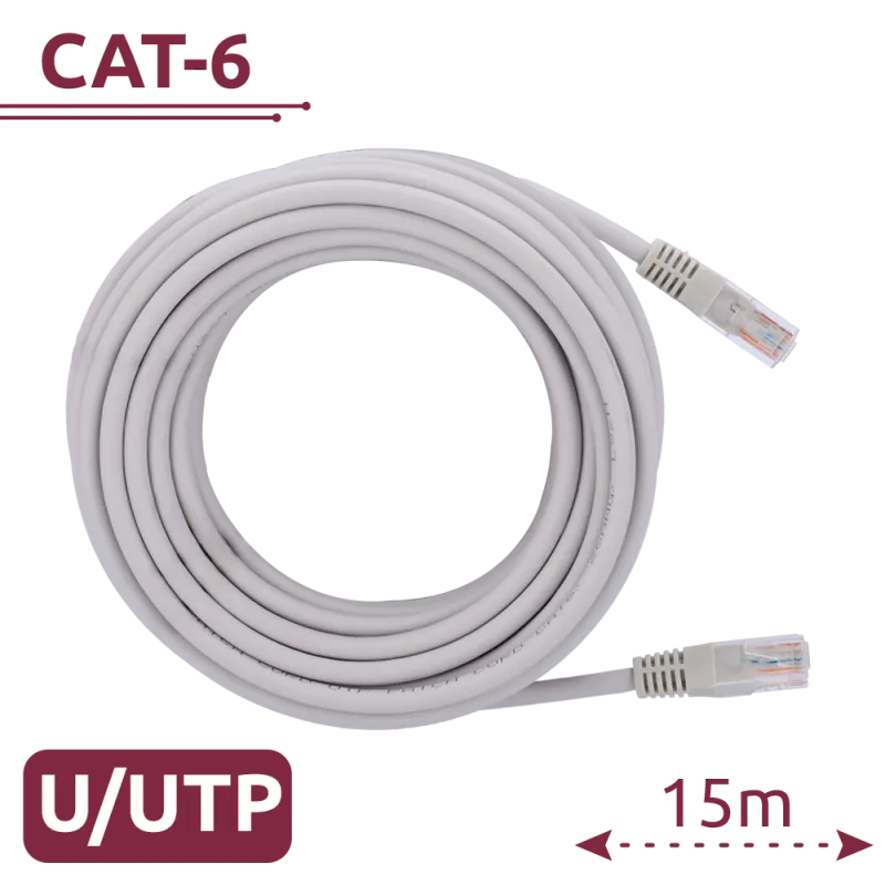 Cable UTP - Ethernet - Conectores RJ45 - Categoría 6 - 15 m - Color blanco - AlarmSystems.Shop