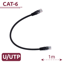 Cable UTP - Ethernet - Conectores RJ45 - Categoría 6 - 1 m - Color negro