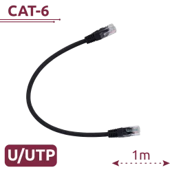 Cable UTP - Ethernet - Conectores RJ45 - Categoría 6 - 1 m - Color negro - AlarmSystems.Shop
