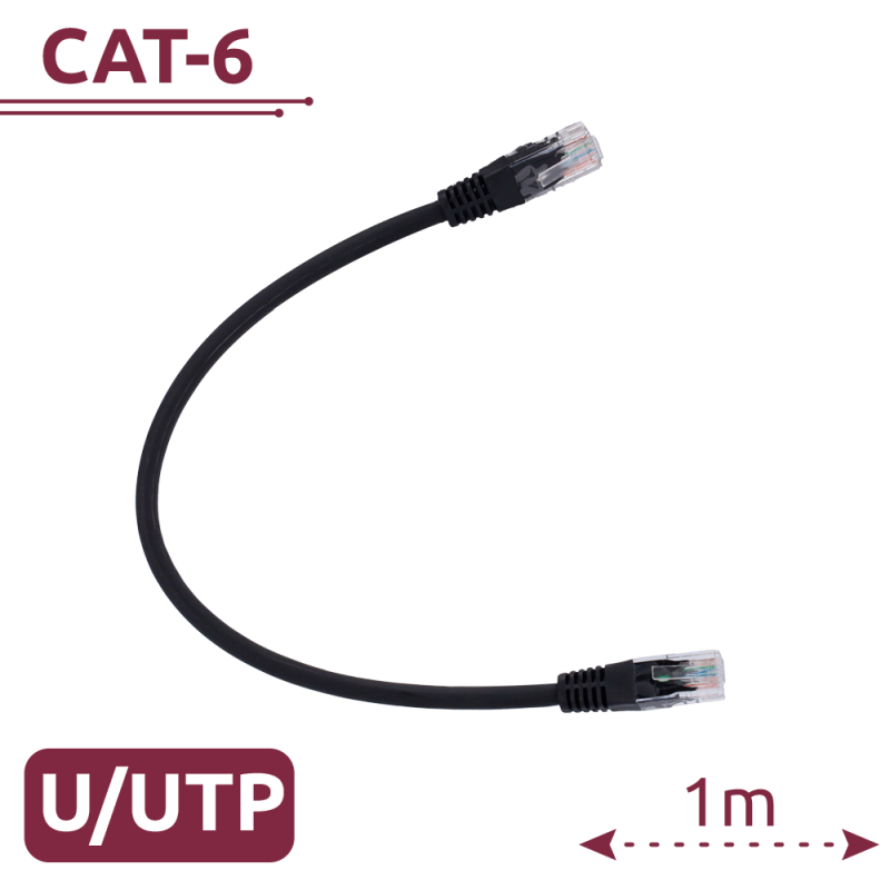 Cable UTP - Ethernet - Conectores RJ45 - Categoría 6 - 1 m - Color negro